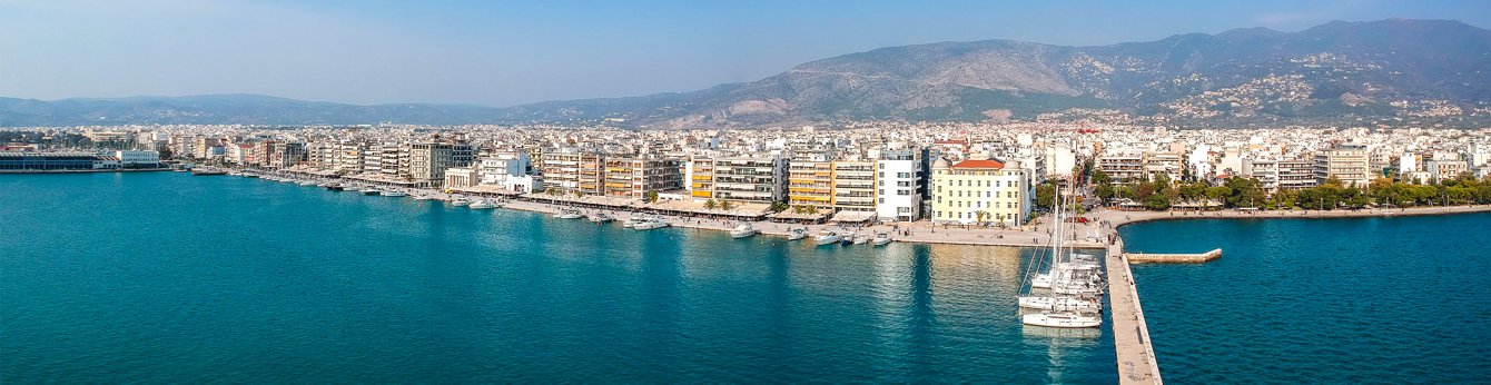 Panoramic view of the port-city of Volos in the Pagasetic Gulf, Greece